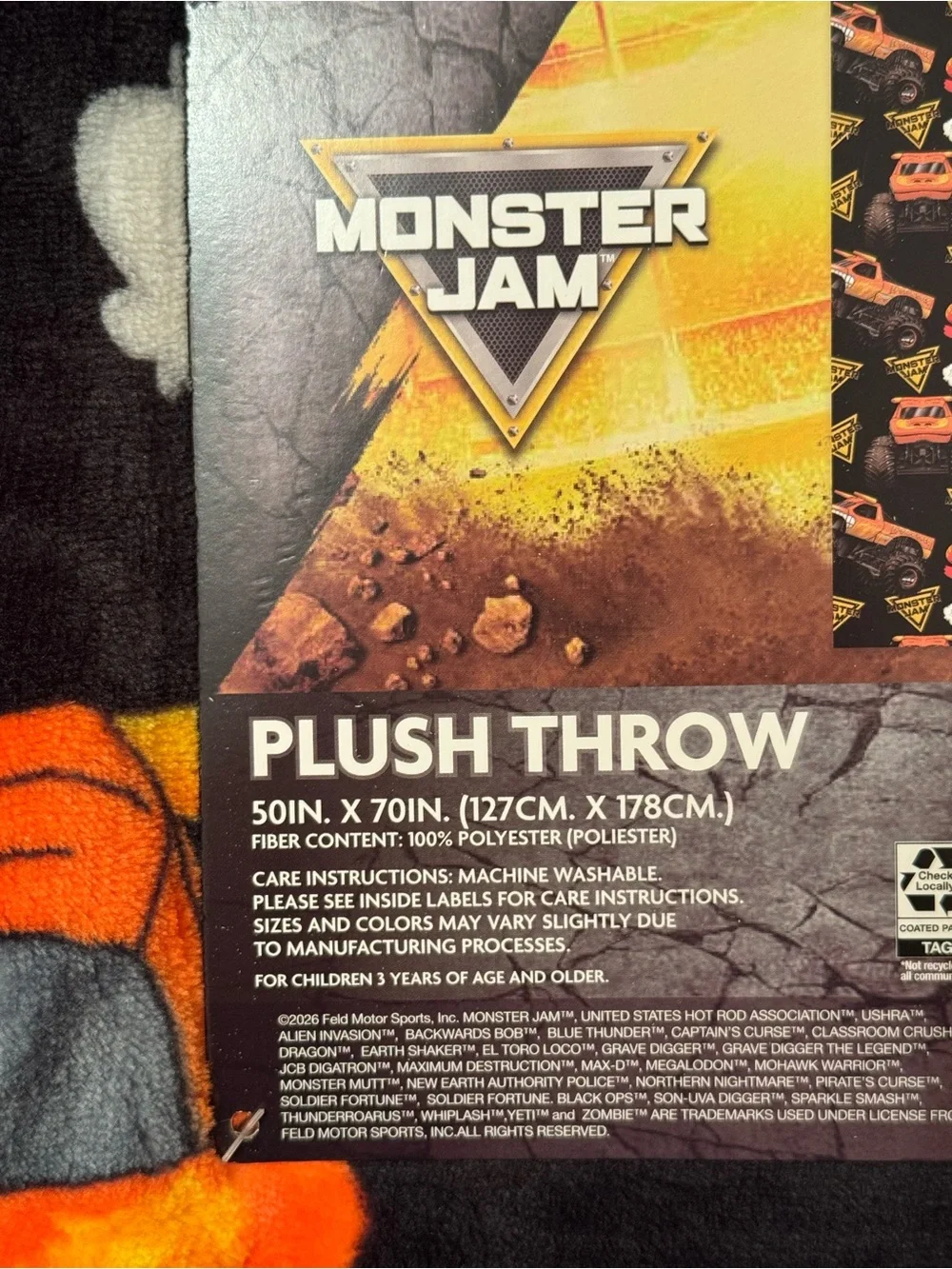 Monster Jam El Toro Loco Plush Throw Blanket 50